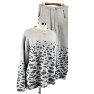 Heyson Lounge Set Pajamas Top Pants Stretchy Animal Print Cozy Soft Women's L